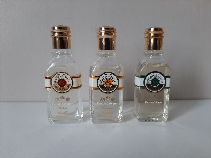 Lot de 3 miniatures de parfum.  Roger Gallet