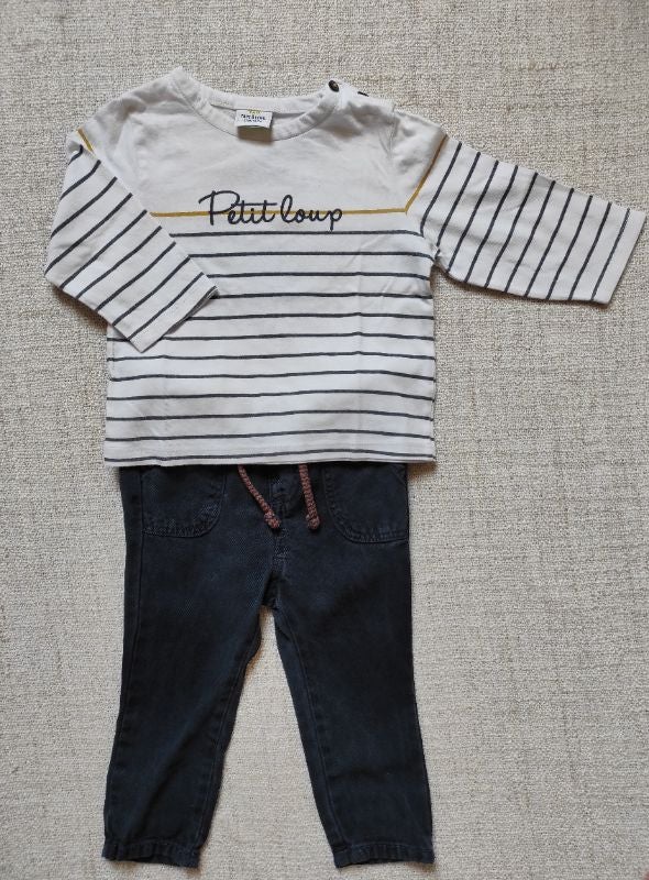 Ensemble pantalon + t-shirt manches longues 12 mois Tape à l'oeil.