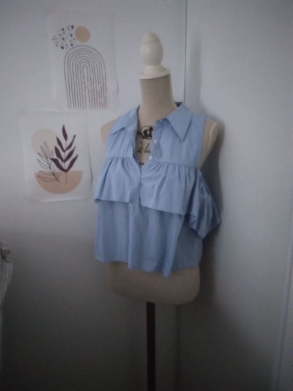 Haut effet chemisier bleu