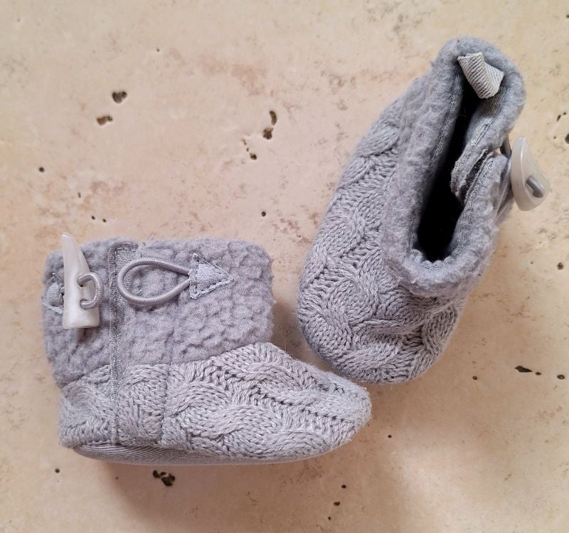 Chaussons bottines lainage gris - 3/6 mois