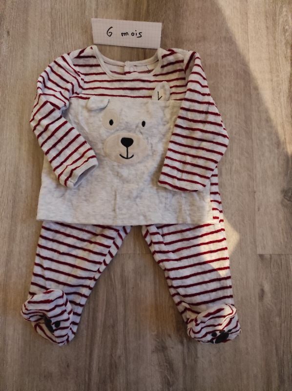 Pyjama 2 pièces velour ourson