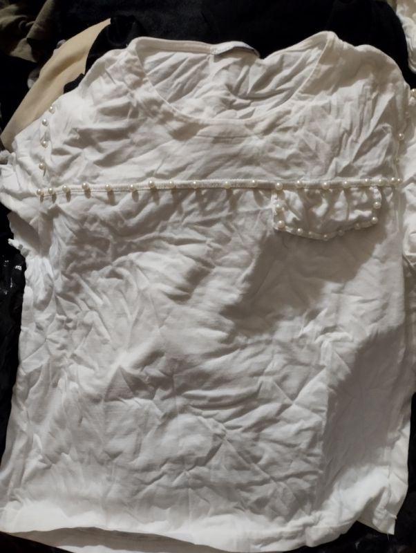 T shirt blanc perles