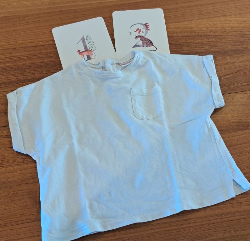 Tee-shirt manche courte blanc _ 12 mois 74 cm _ zara petit trou voir photo