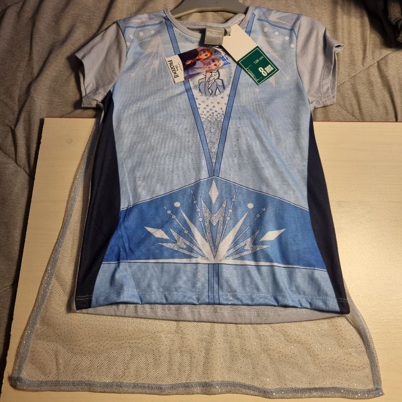 haut avec ptite cape ELSA- LA REINE DES NEIGES Taille 8 ans 🎁 NEUF  🎁 idée cadeau Noël