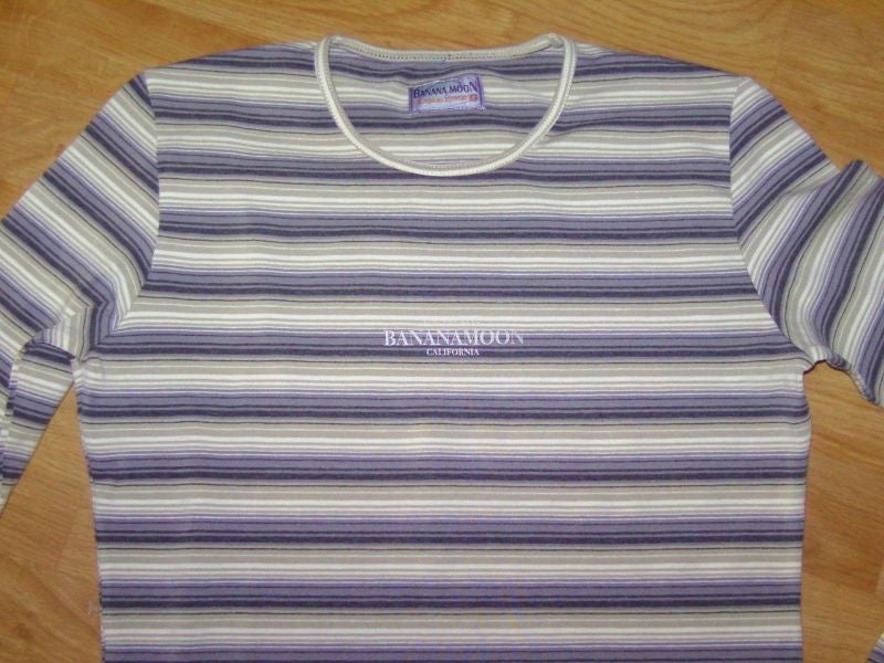 Tee shirt BANANA MOON rayé tons gris taille M TBE