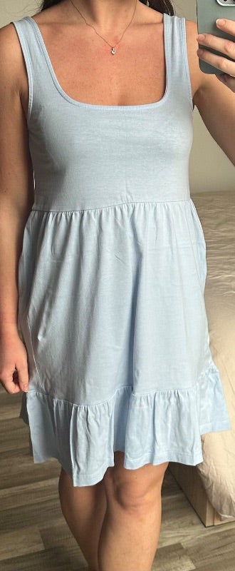 Robe bleu ciel 100% coton