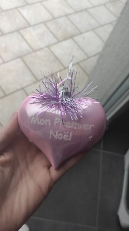 Boule / coeur " mon premier Noël" fille