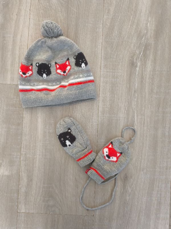 Ensemble Obaibi renard et ours bonnet et moufles