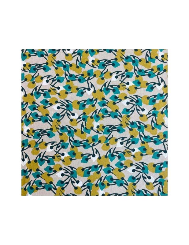 Coton motif vert et jaune