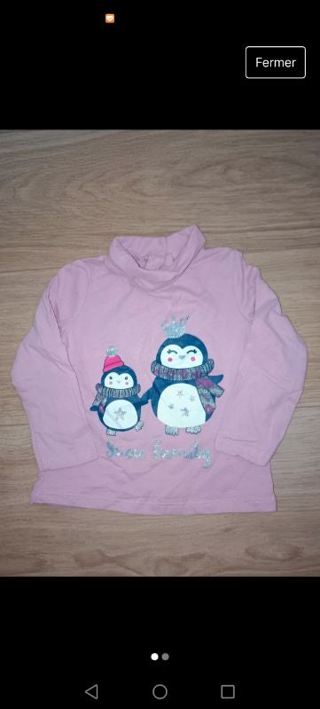 Top pingouins manches longues 12 mois