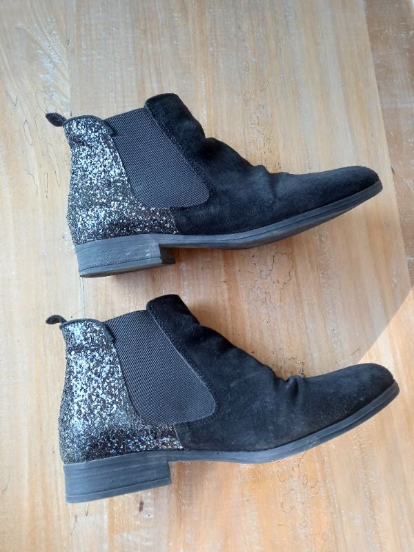 Bottines daim talons pailletés
