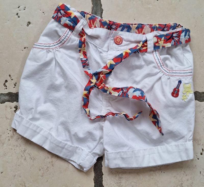 Short blanc - Sergent Major ceinture - 2 ans