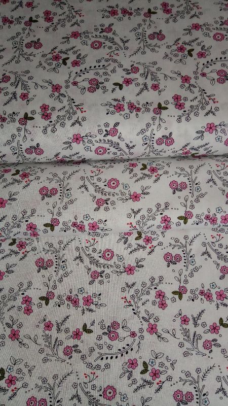 Tissus coton fleurs rose