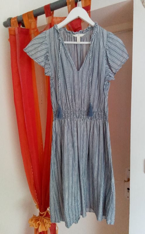 Robe doublée rayée bleu et blanc H&M
