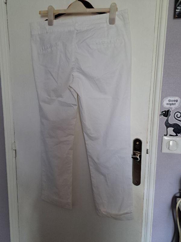 Pantalon femme coton blanc