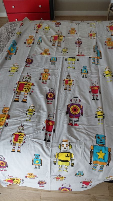 Housse de couette robot 1 personne avec taie 100% coton