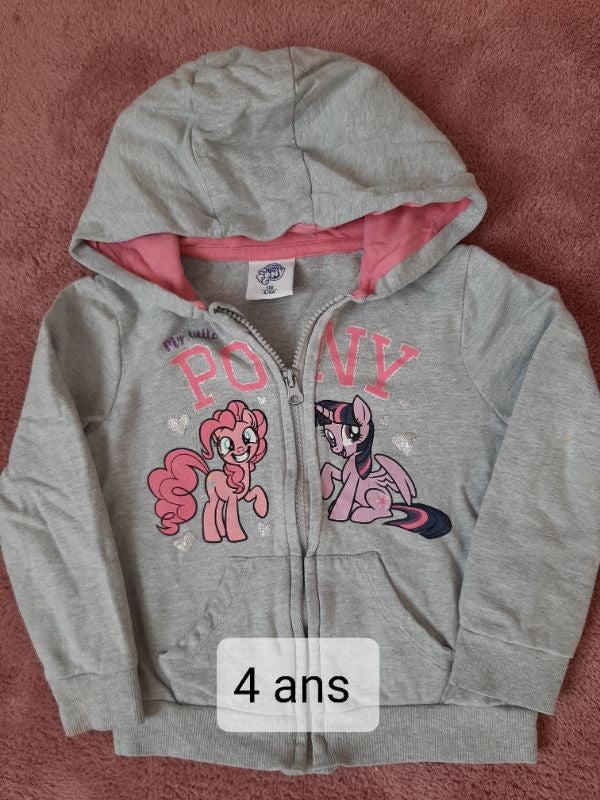 Sweat zippé à capuche 4 ans My little pony
